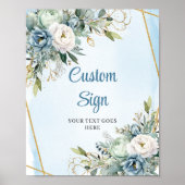 Boho Dusty Blue Eucalyptus Custom DIY Wedding Sign Poster (Vorne)
