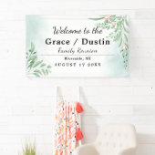 Boho Dusty Blue Eucalyptus Family Wiedersehen Banner (Insitu)