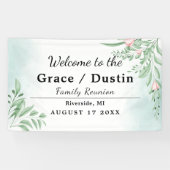 Boho Dusty Blue Eucalyptus Family Wiedersehen Banner (Horizontal)