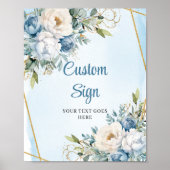Boho Dusty Blue Eucalyptus Gold Glitzer Custom Poster (Vorne)