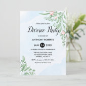 Boho Dusty Blue Eucalyptus Greenery Divorce Party  Einladung (Stehend Vorderseite)