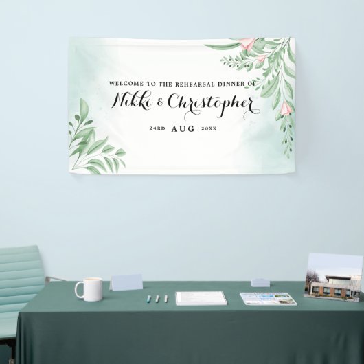 Boho Dusty Blue Eucalyptus Probe Dinner Banner (Messeveranstaltung)