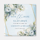 Boho Dusty Blue & Eucalyptus Save-the-Date-Magnet Magnet (Vorne)