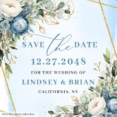 Boho Dusty Blue & Eucalyptus Save-the-Date-Magnet Magnet