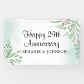 Boho Dusty Blue Eucalyptus Wedding Anniversary Ban Banner (Horizontal)