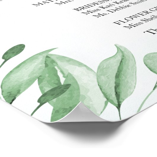 Boho Dusty Blue Eucalyptus Wedding Program Poster (Ecke)