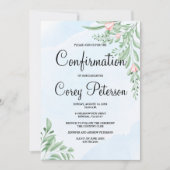 Boho Dusty Blue Eukalyptus Greenery Bestätigung Einladung (Vorderseite)