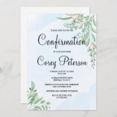 Boho Dusty Blue Eukalyptus Greenery Bestätigung Einladung (Vorne/Hinten)