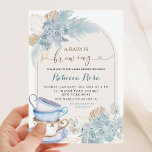 Boho Dusty Blue Floral Baby wird Babydusche Einladung<br><div class="desc">Boho Dusty Blue Floral Baby Brewing Baby Einladung</div>