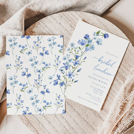 Boho Dusty Blue Floral Bridal Luncheon Einladung