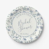 Boho Dusty Blue Floral Bridal Shower  Pappteller (Vorderseite)