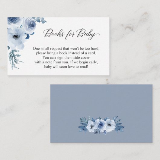 Boho Dusty Blue Floral bringen Bücher für Babydusc Begleitkarte (Vorne/Hinten)
