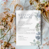 Boho Dusty Blue Floral Details Wedding Begleitkarte