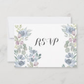 Boho Dusty Blue Floral Eucalyptus Wedding RSVP (Vorderseite)