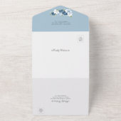 Boho Dusty Blue Floral Greenerity Wedding All In One Einladung (Außenbereich)