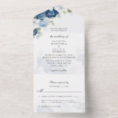 Boho Dusty Blue Floral Greenerity Wedding All In One Einladung (Innen Boden)