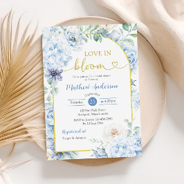 Boho Dusty Blue Floral Liebe in Bloom Brautparty Einladung