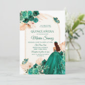 Boho Dusty Blue Floral Mexican Quinceañera Invitat Einladung (Stehend Vorderseite)