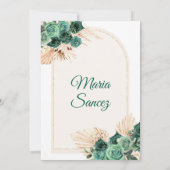 Boho Dusty Blue Floral Mexican Quinceañera Invitat Einladung (Rückseite)