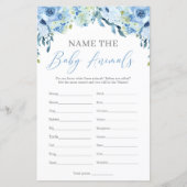 Boho Dusty Blue Floral Name The Baby Animals (Vorderseite)