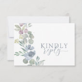 Boho Dusty Blue Floral RSVP Wedding (Vorderseite)