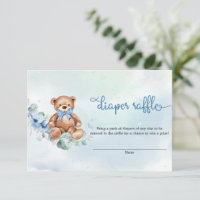 Boho Dusty Blue Floral Teddy Bear Diaper Raffle