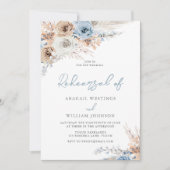 Boho Dusty Blue Floral Wedding Probe Dinner Einladung (Vorderseite)