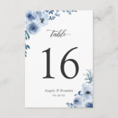 Boho Dusty Blue Floral Wedding Tischnummer Card (Vorderseite)