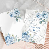 Boho Dusty Blue Flowers Geometric Brautparty Einladung