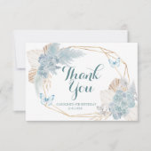 Boho Dusty Blue Flutter über Butterfly Geburtstag Dankeskarte (Vorderseite)