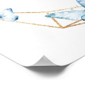 Boho Dusty Blue Flutter über Butterfly Willkommen Poster (Ecke)