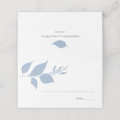 Boho Dusty Blue Foliage Wedding Platzkarte (Außenseite Aufgefaltet)