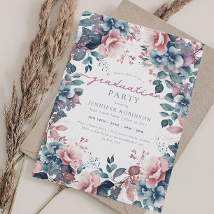 Boho Dusty Blue Garden Abschluss Einladung