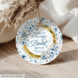 Boho Dusty Blue Gold Glitzer Floral Favor Tags Geschenkanhänger