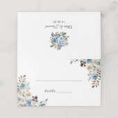Boho Dusty Blue Green Rustic Floral Wedding Platzkarte (Außenseite Aufgefaltet)