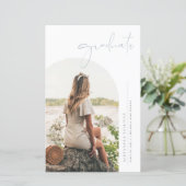 Boho Dusty Blue Minimalistisch Arch Foto Abschluss (Stehend Vorderseite)