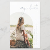 Boho Dusty Blue Minimalistisch Arch Foto Abschluss (Vorderseite)