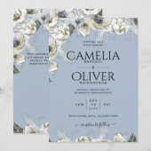 BOHO Dusty Blue Pampas Floral Wedding Einladung (Vorne/Hinten)