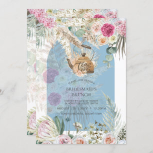 BOHO Dusty Blue Pampas Grass TEA PARTY Dusche