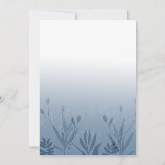 Boho Dusty Blue Pressed Foliage Wedding Einladung (Rückseite)