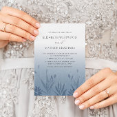 Boho Dusty Blue Pressed Foliage Wedding Einladung