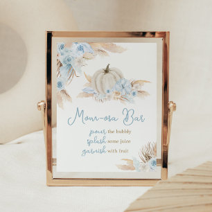 Boho Dusty Blue Pumpkin Baby Dusche Mama Osa Bar Poster