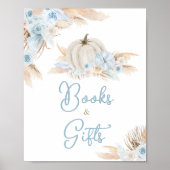 Boho Dusty Blue Pumpkin Bücher und Geschenke Poster (Vorne)