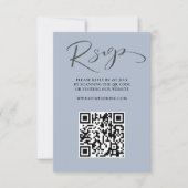 Boho Dusty Blue QR Code UAWG Wedding RSVP Karte (Vorderseite)