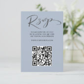Boho Dusty Blue QR Code UAWG Wedding RSVP Karte (Stehend Vorderseite)