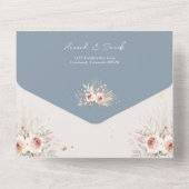 Boho Dusty Blue Rustic Floral mit UAWG Wedding All In One Einladung (Rückseite)