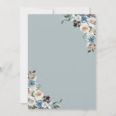 Boho Dusty Blue Rustic Rose Gold Wedding Einladung (Rückseite)