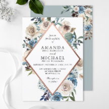 Boho Dusty Blue Rustic Rose Gold Wedding