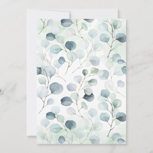 Boho Dusty Blue & Sage Green Eucalyptus Wedding Einladung (Rückseite)
