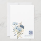 Boho Dusty Blue Sage Wildblumen QR Winter Wedding Einladung (Rückseite)